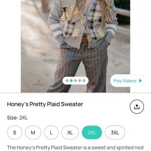 Honey's Plaid Cardigan - Gray and Cream